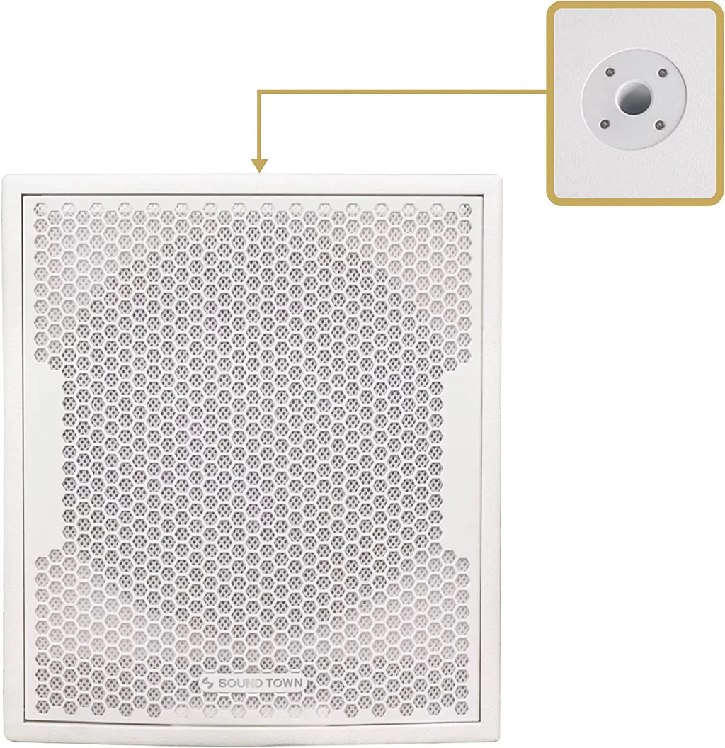 Folded Town (CARPO-12DSWPW) Live Stage, DJ Lounge, White Church, 1400 Horn with for Sound, Powered PA Outputs, Speaker Subwoofer Design, Bar 12” Sound Watts 2