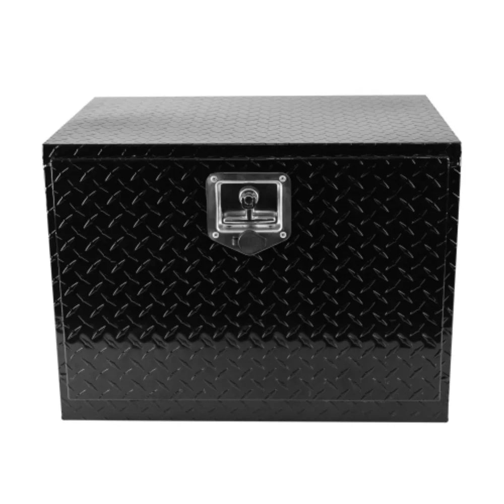 Waterproof Trailer Aluminum Toolbox + Keys Box Up Pick Aluminum Organizer with box 24"(24.2"×17.1"×17.9") Storage Square Bed and RV Black Inch Lock + Tool - Plated Truck Black 24 Square + Stripes