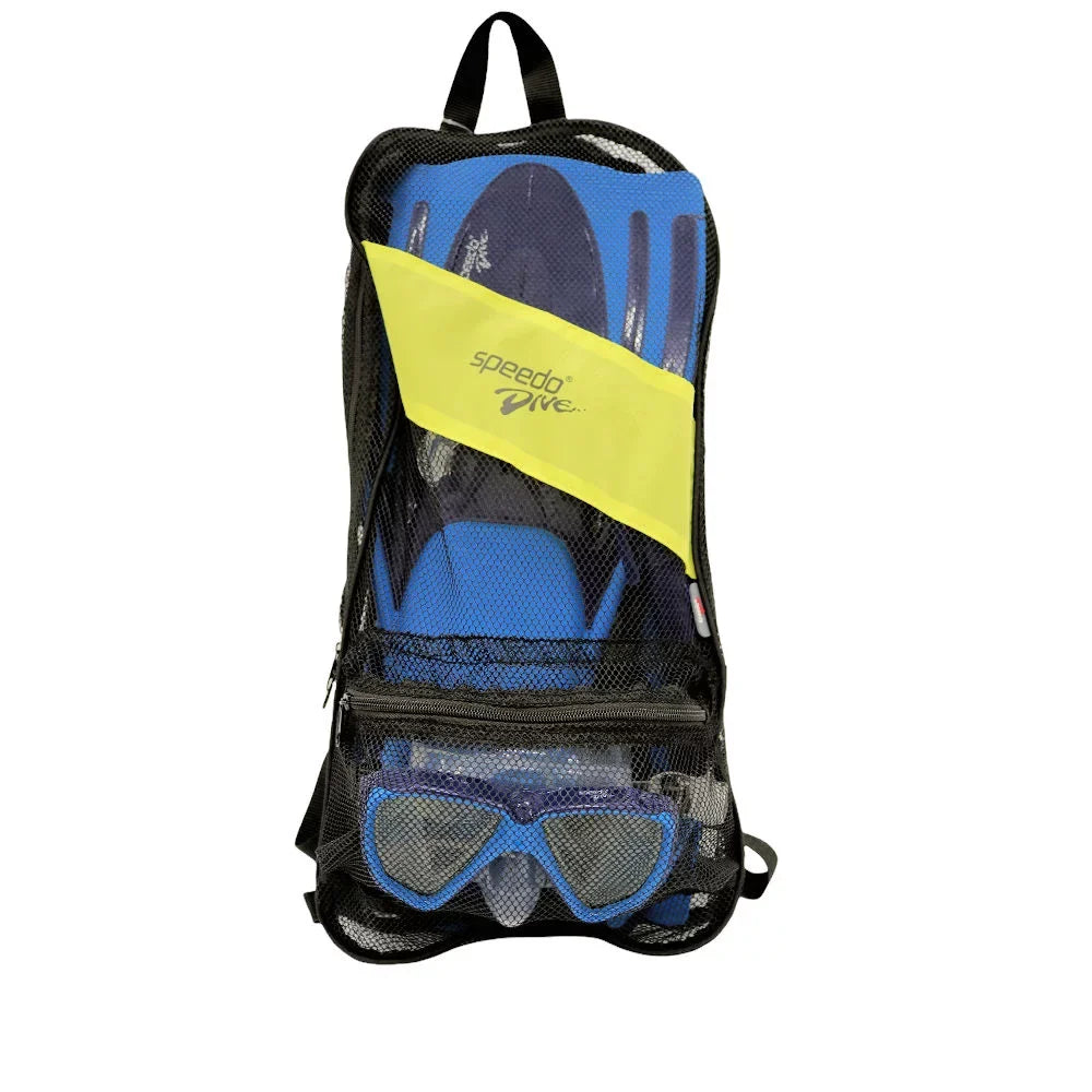 Fin Snorkel Speedo Hydroscope Set Mask Shoe + w/Carry 9-13 L/XL + Bag Adult dimension