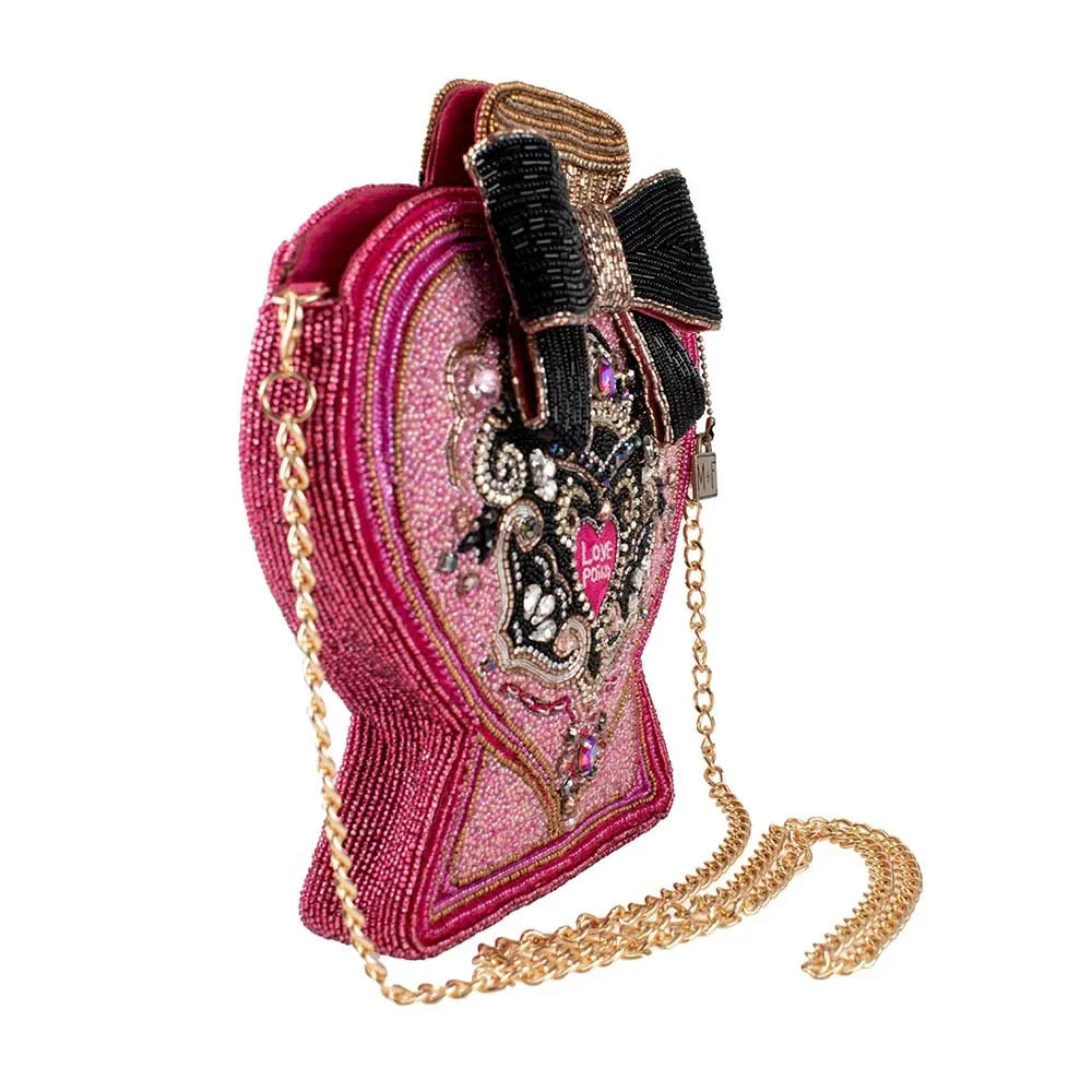 LOVE Bottle Handbag Beaded Purse Pink POTION NEW Mary Frances