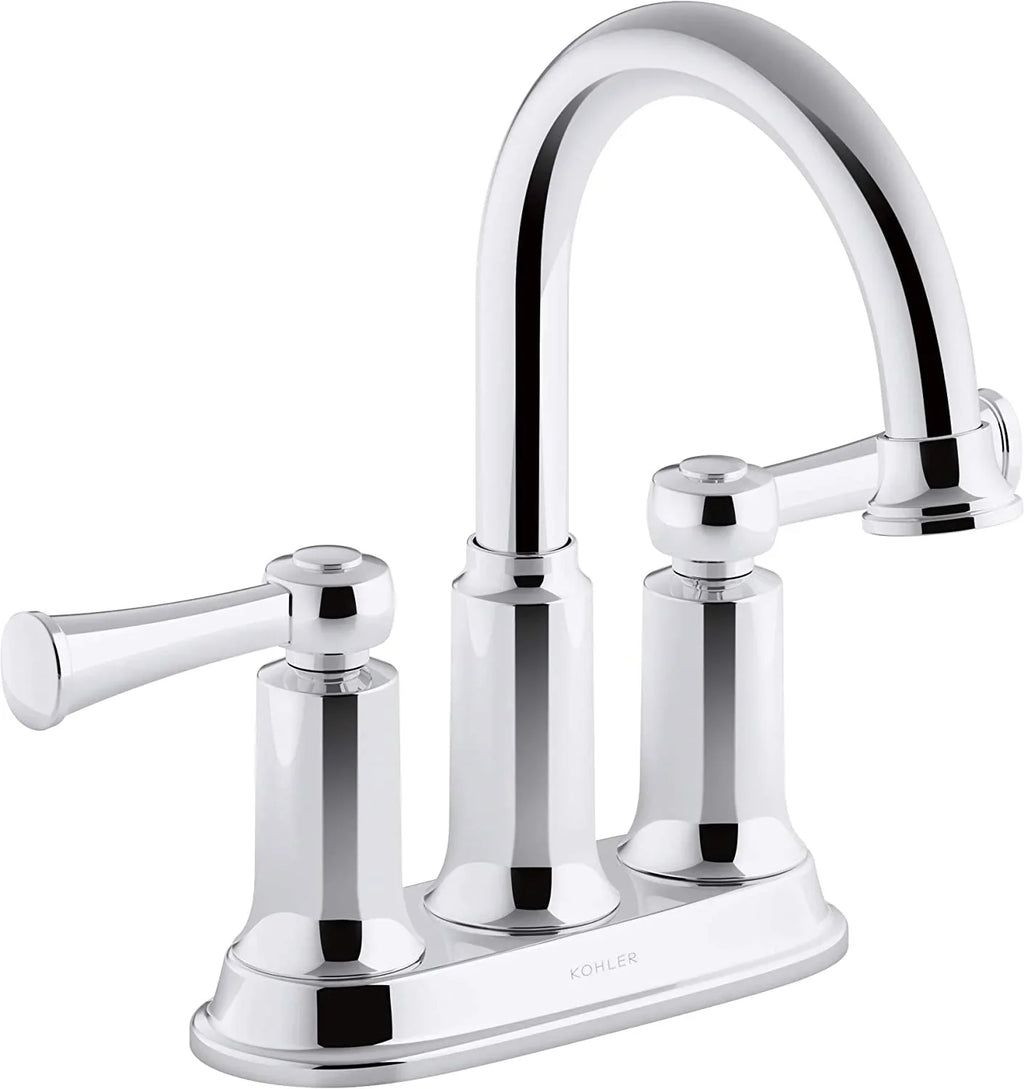 Faucet, Bathroom Polished Sink Kohler Chrome Center-Set 1.2GPM Aderlee