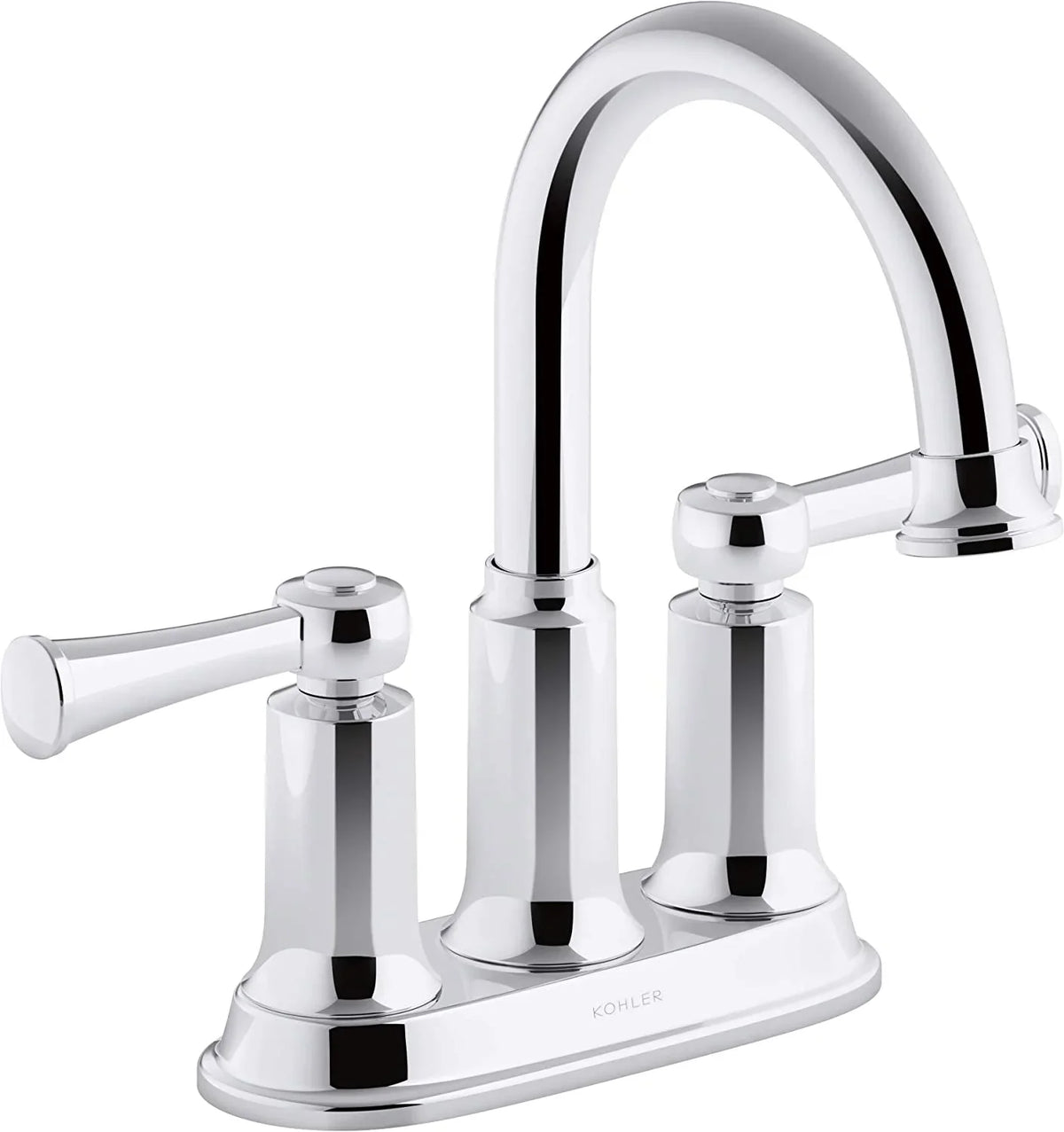 Faucet, Bathroom Polished Sink Kohler Chrome Center-Set 1.2GPM Aderlee