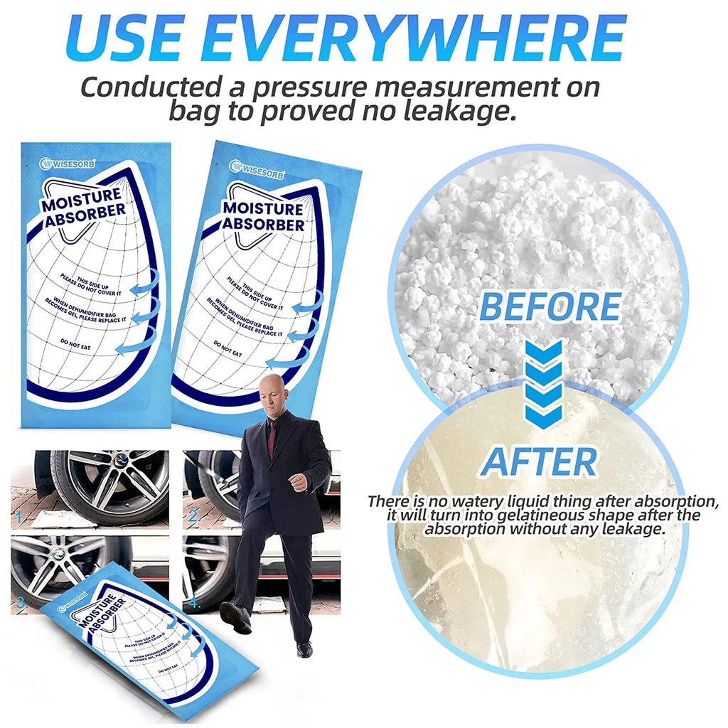 Closet 25 Absorbers, White for Basements, Humidity Bags Packing Wisesorb Tyvek Premium Perfect Moisture Granule Rvs, 30 Gram Dehumidifier Bathrooms, for Packs Packets