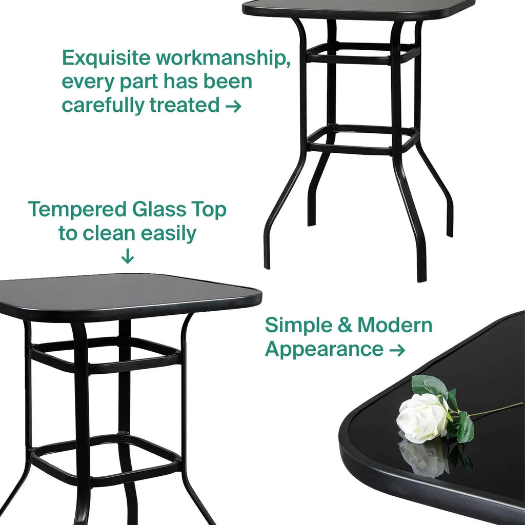 Bar Table Porch Bistro Shape Finish Metal Marlowe Glass Squire
