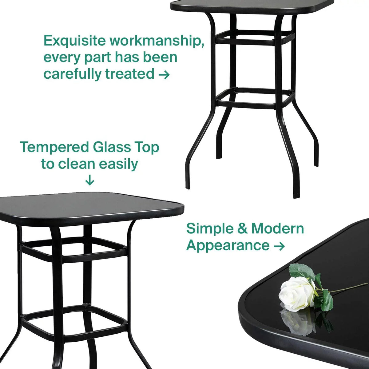 Bar Table Porch Bistro Shape Finish Metal Marlowe Glass Squire