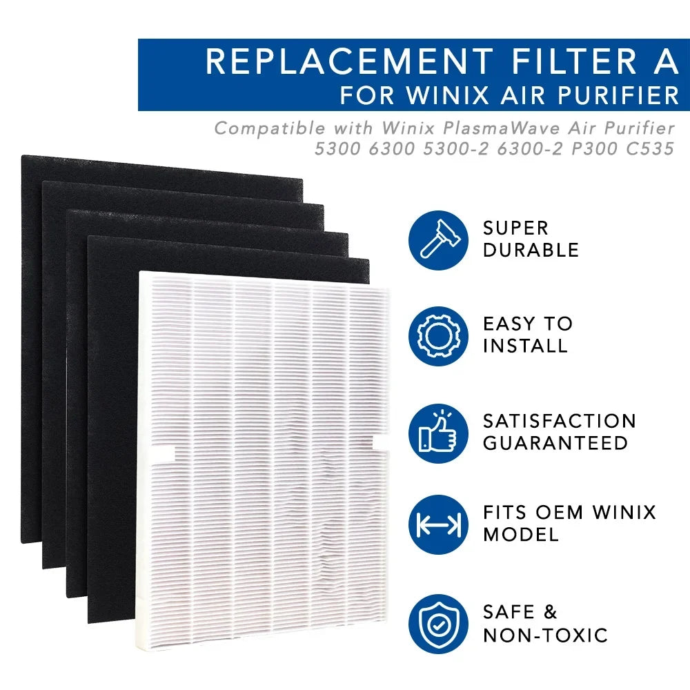 115115 Winix for Hepa for and 5500 A Filter 5300-2, (1 Replacement C535, Filter 6300-2,P300, 5300 Set)