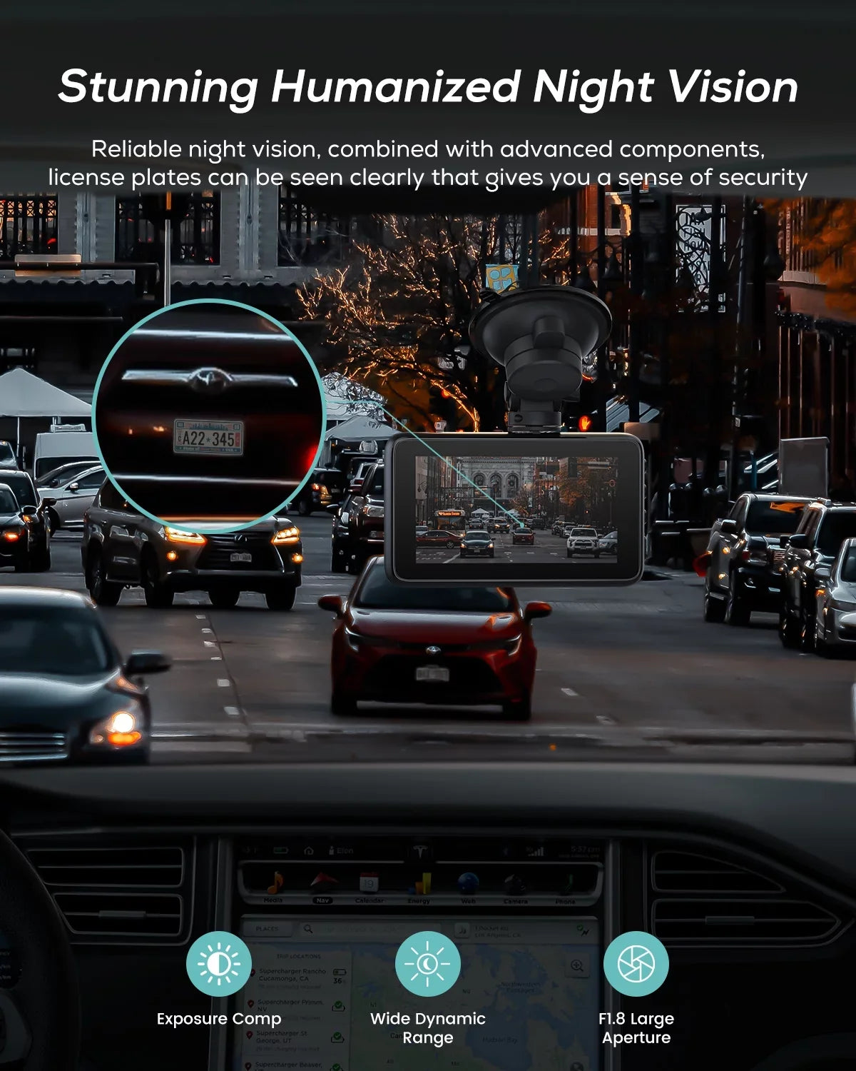 Front Card, Night 30FPS/1080P Super Cars, iZEEKER Vision, MicroSD Camera with 4K WDR, Dash Recording, Cam Parking with Emergency Dash Camera for 4K Car 60FPS Monitoring