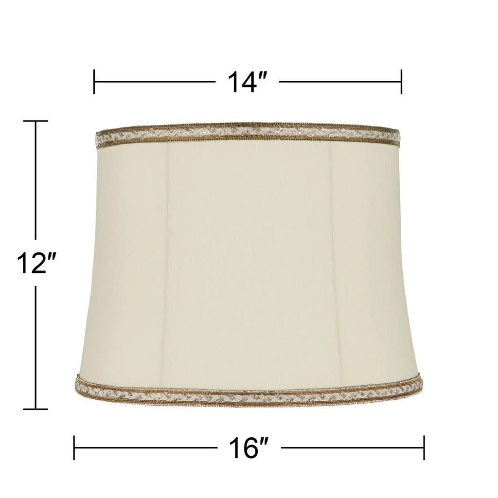Washer and Top x Springcrest 12" Shades Drum Harp 16" Fitting Lamp Replacement High Milano Cream Medium x Finial Bottom 14"