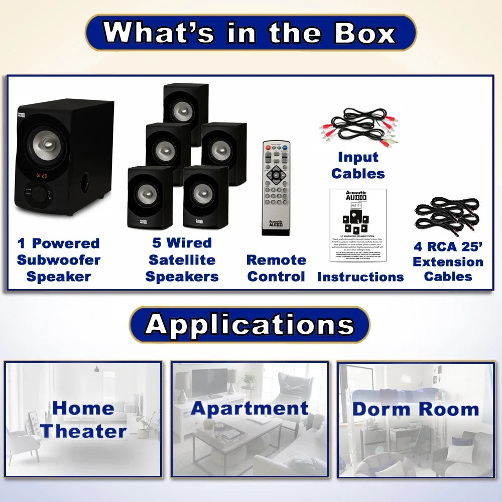 Audio Bluetooth Cables FM Speaker 4 with Extension Home Theater 5.1 System and Acoustic AA5171