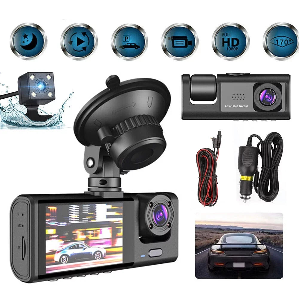 Video Camera Dash Front/Rear/Inside G-sensor Dual Car 1080P Jinyi Lens Recorder Cam