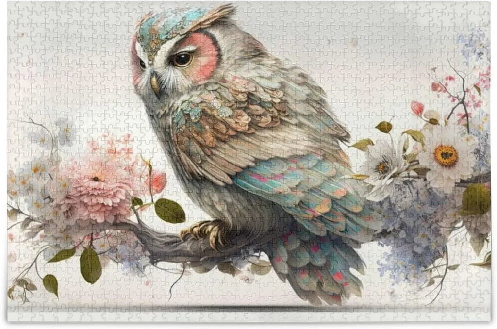 Composite Friends Art for fabric Wood Gift Kids Exercise for PCS Fun Family Challenging Zigsaw Owl Floral Paper Bag, Puzzle, Puzzle Storage 500 with Brain Parents Game Jigsaw Adults,