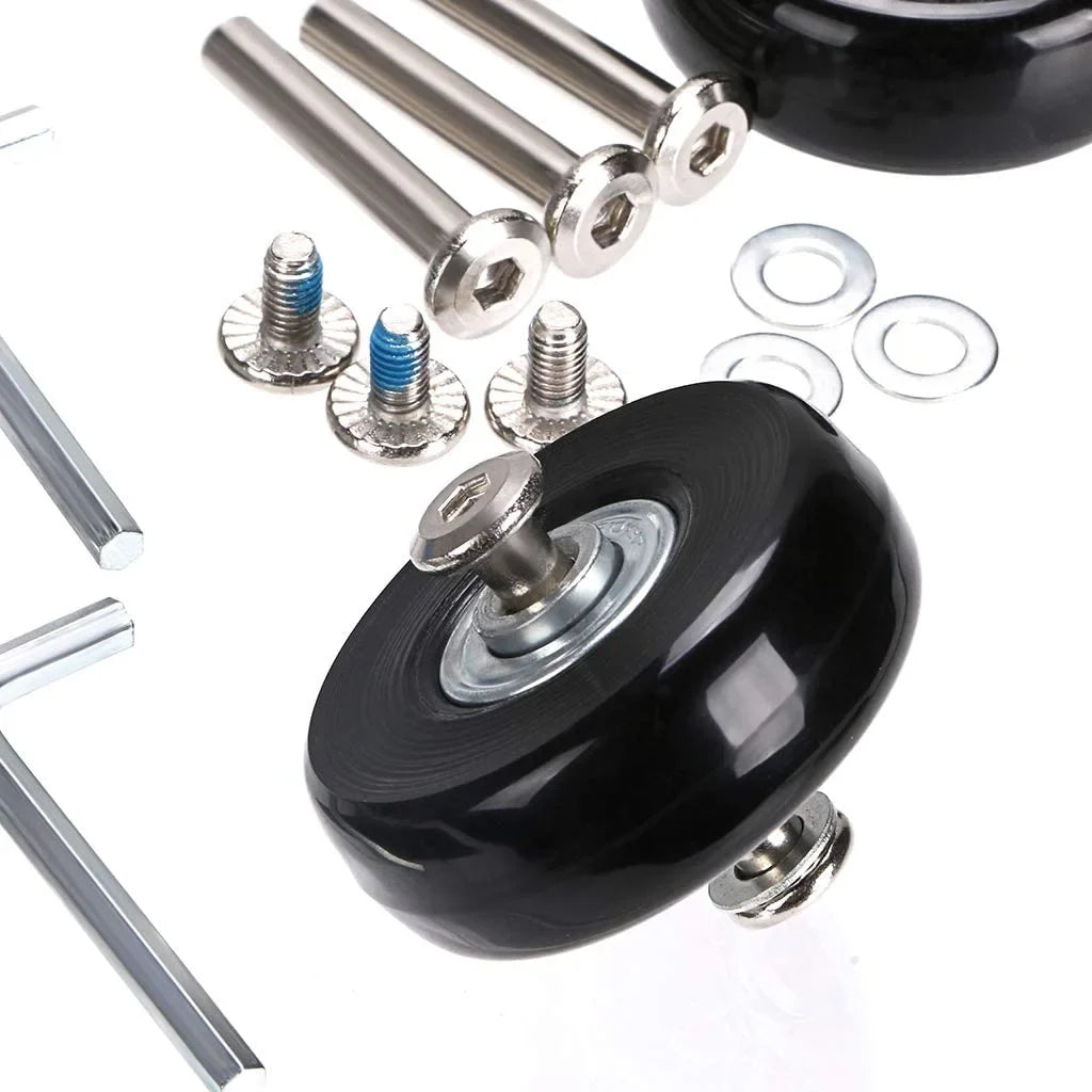 4 of Bearings Repair Kits x OwnMy 50 Wheels, Replacement Caster Wheels 18mm Rubber Suitcase Black Luggage Swivel Set
