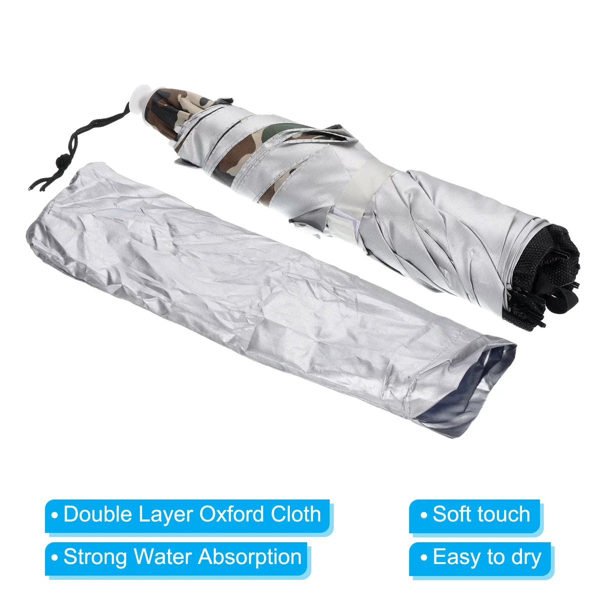 Folding Hat, Camo Strip, Layer Double OD Adjustable Umbrella with Rain Uxcell 37.4" Fabric Cap Oxford Sun