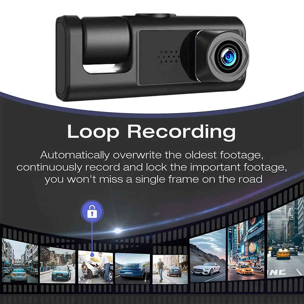 Video Camera Dash Front/Rear/Inside G-sensor Dual Car 1080P Jinyi Lens Recorder Cam