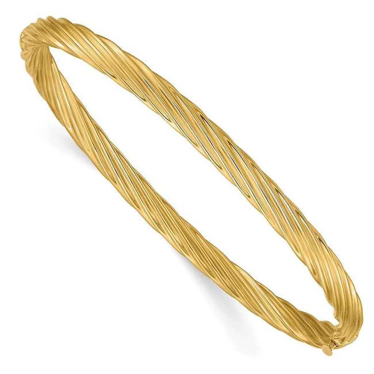 14K Finest Oversize 0.187 Gold Bangle Hinged Yellow Textured GoldSW3-16O mm Bracelet