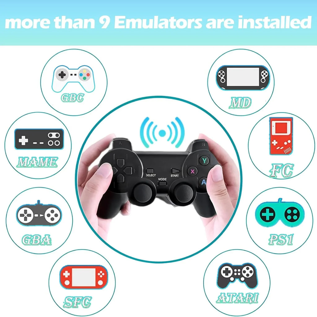 Stick,Plug Built Stick Stick Classic Games,4K Console, Video Output,9 Game Game Retro 10000+ 2.4G Emulators, in Game,Retro Dual Nostalgia Game with HDMI Controllers(64G) and Play Wireless