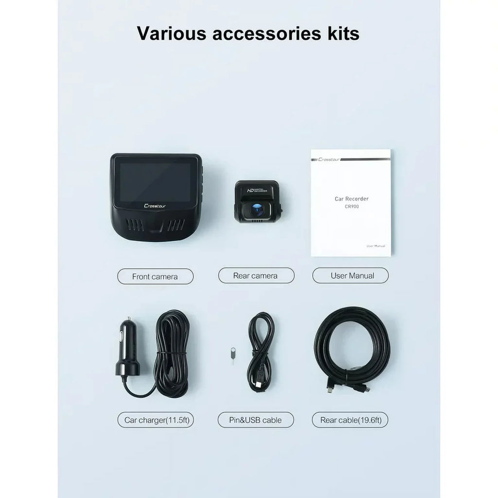 Dash for External IPS GPS Supported, Cam Screen, Dash Rear, 170°Wide Front Camera Cars, 3” Angle 1080P