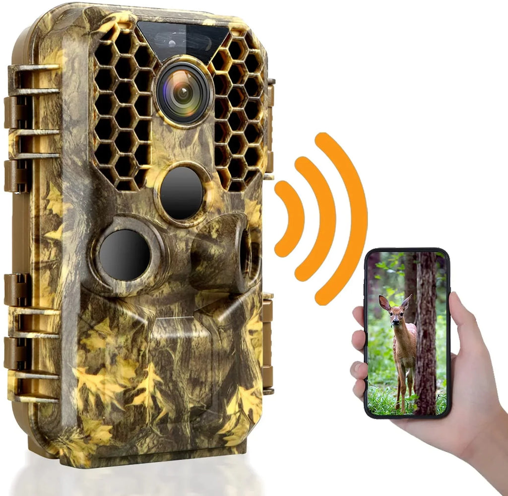 Game Camera Activated Night & Picture Phone View Hunting for Waterproof Photo Video Cell Wireless 30MP Trail & Home Lapse Security, Wildlife on Motion Real Video Vision 4K Time WiFi &