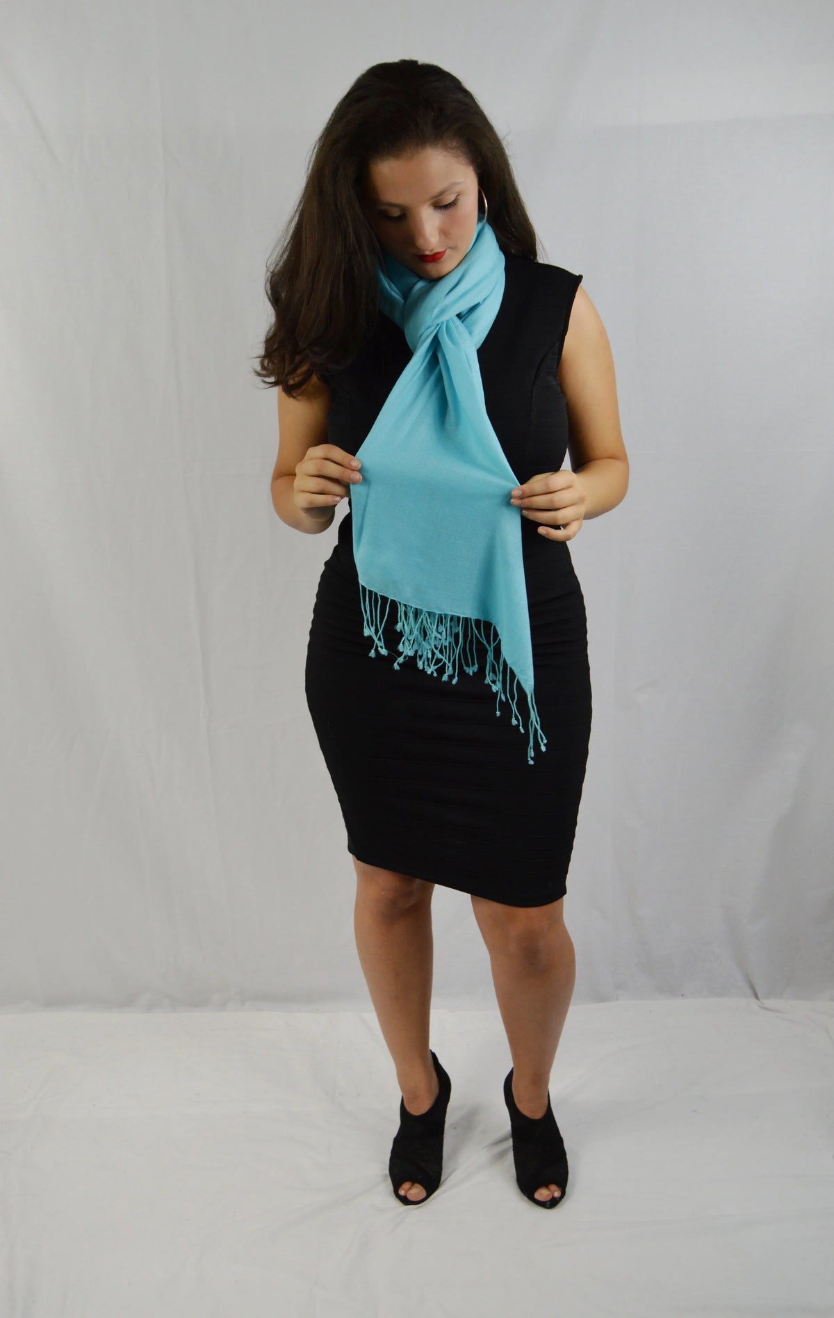 Shawl/Scarf/Scarves Shawl/Evening Shawl/Pashmina Shawl) Shawl/liquid Shawl/Light Shawl/Summer (Tiffany Pashmina Fancy weight Regular Shawl/Sheer Blue