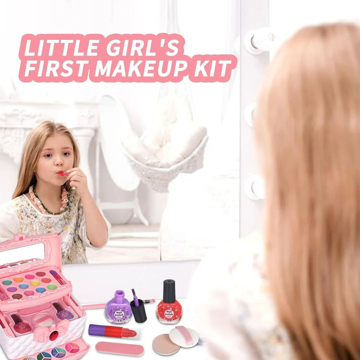 Pink Cosmetic for Set Toddler Real Girls, 24Pcs Safe Kids Birthday 3-12 & Frozen Girls Christmas Makeup Makeup Kids Kit for Non-Toxic Makeup Makeup Set, Gift, Toys Year Washable Olds