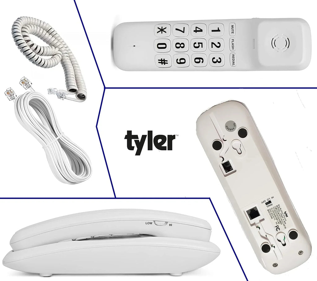 Ringer for Impaired Seniors for Loud - - Wall - Big - Landline Call Button Tyler Phone Mountable Corded