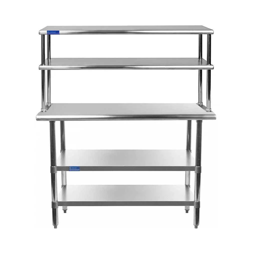 With Shelves Overshelf Tier Prep Wide & x 12" Work Metal Stainless | Table Kitchen 18" Combo Shelving | Steel Double Table Two 30"