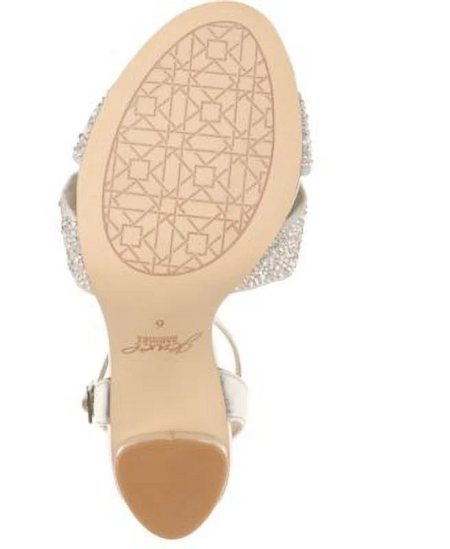 Silver Toe Nicoline outfit Womens 7.5 Heeled MISCHKA JEWEL Buckle Heel Sandal Metallic Adjustable Round Strap Ankle Block Twisted Strap Padded M BADGLEY Rhinestone Strap