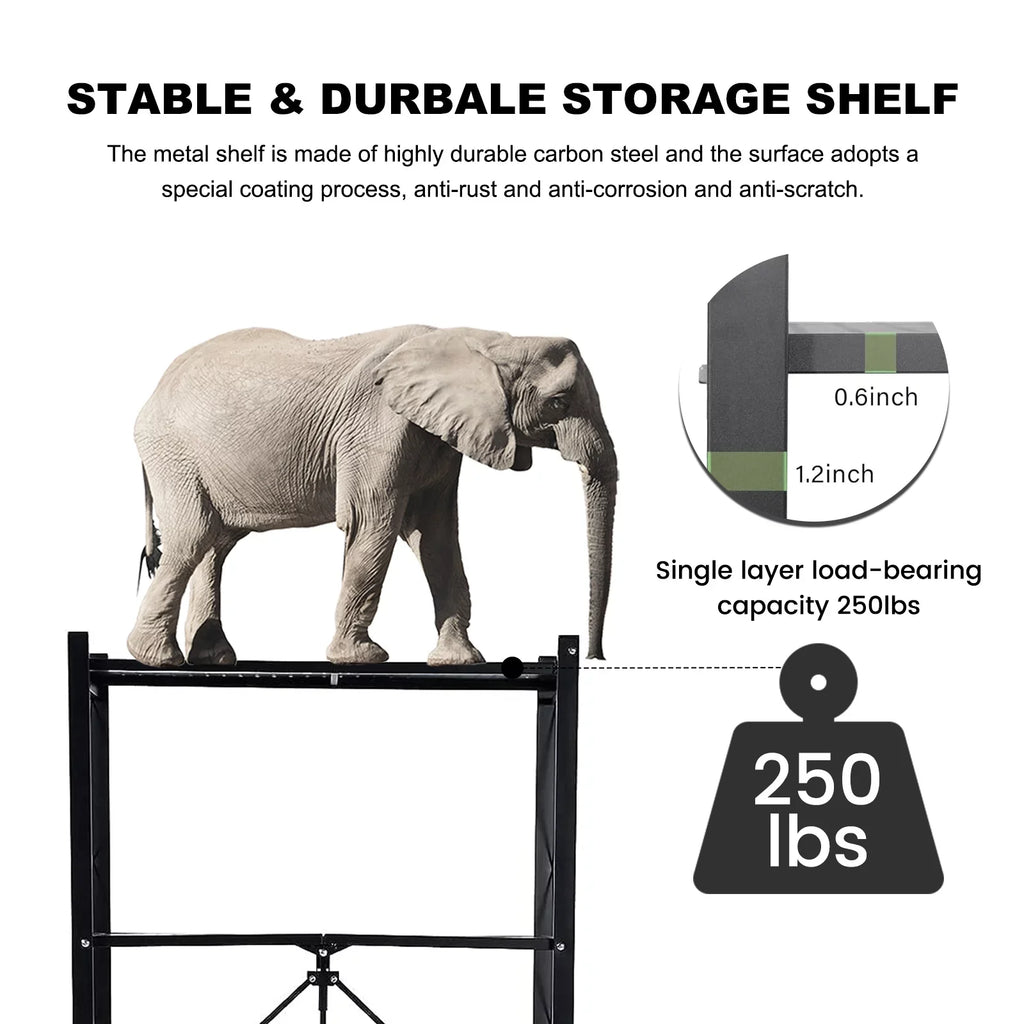 Rolling Shelving Unit Office Shelf Metal 4-Tier Room Black Books Decor Organizer, Foldable - with Kitchen Cart Closet Wheels Shelves, Pantry Storage - Storage for Collapsible Display, &