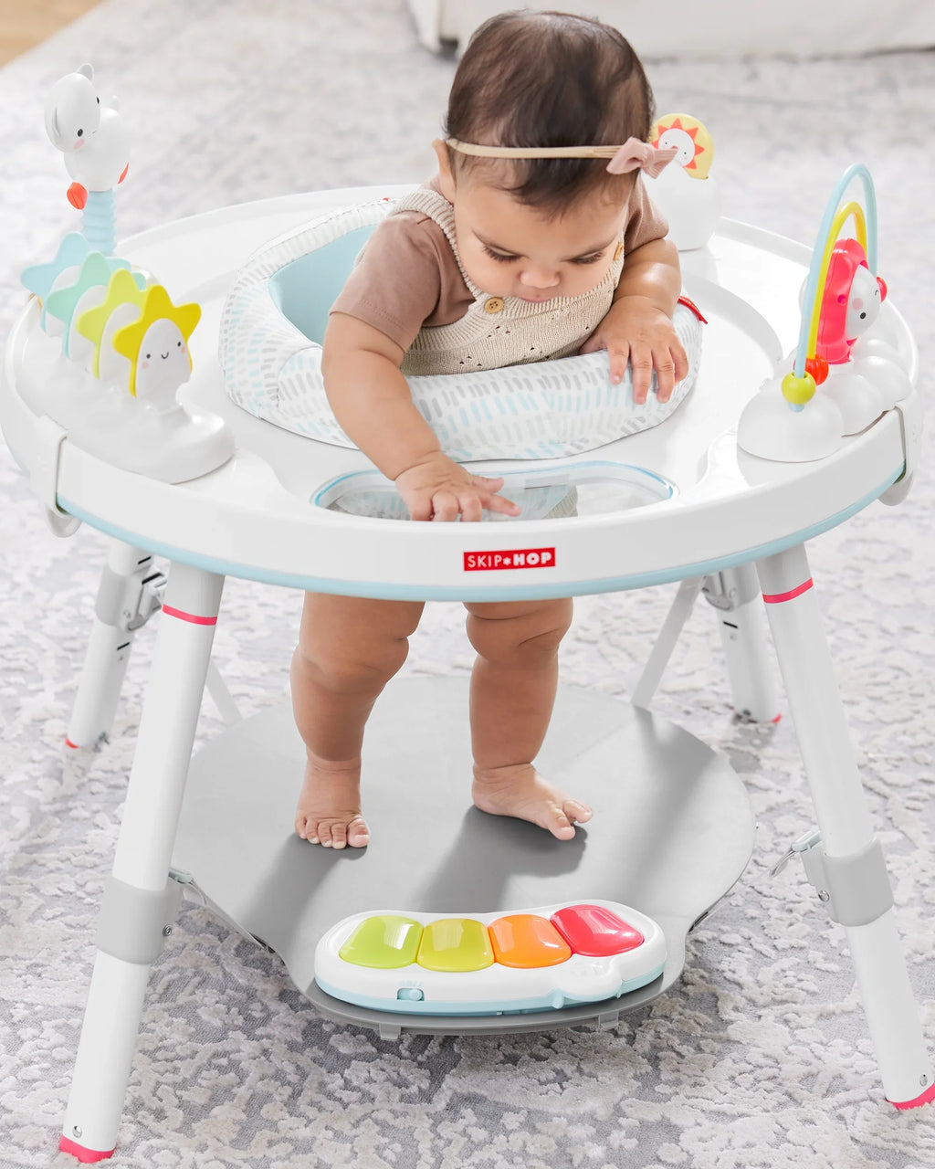 Silver Hop Play Functionality, Lining with 4mo+, 3-Stage Baby Activity Center: Cloud Center Grow-with-Me Skip Interactive