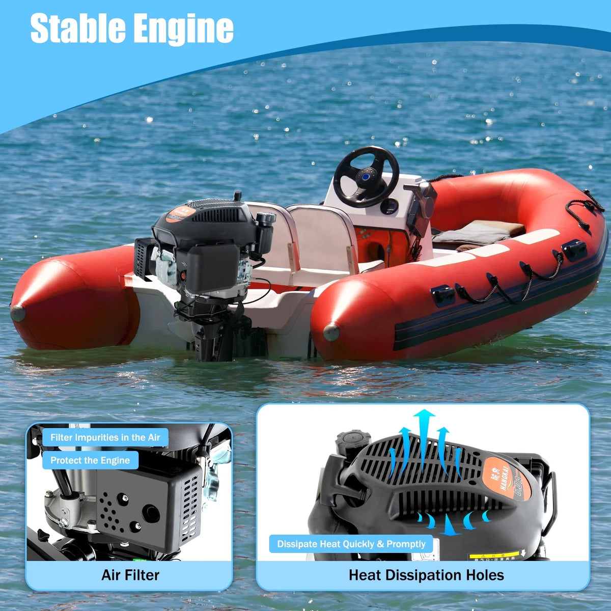 System Cooling Engine Engine 1:1.5 with Motor Air Shaft Fichiouy CDI Boat 6 liquid Stroke Tiller Outboard 2500rpm Cooling Air 4 HP
