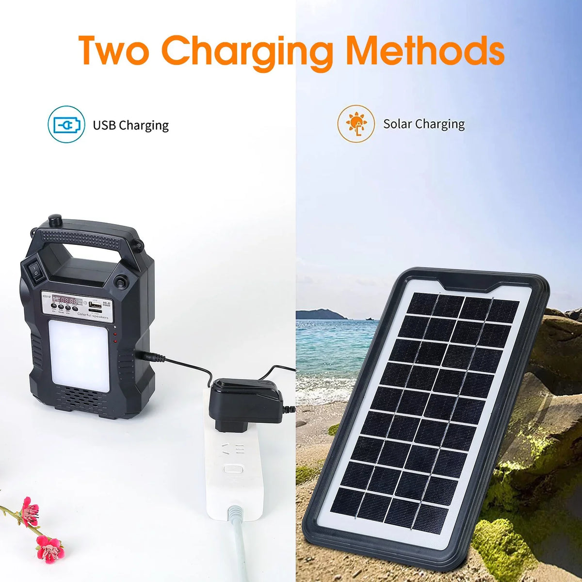 Solar Camping Power iMounTEK Station Hiking Charge LED to Portable Rechargeable Power Bank Dual 3 Bulbs Way for Generator Powered Panel exterior Station Flashlight with