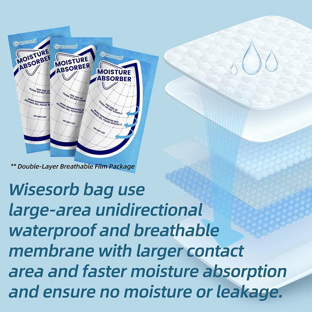 Closet 25 Absorbers, White for Basements, Humidity Bags Packing Wisesorb Tyvek Premium Perfect Moisture Granule Rvs, 30 Gram Dehumidifier Bathrooms, for Packs Packets