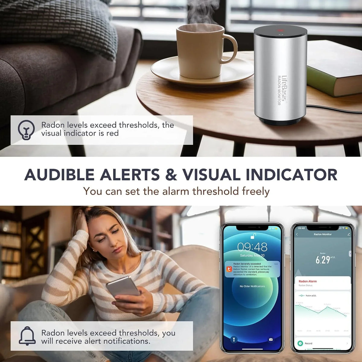 Radon Home Fast Detector Capture Monitor Fluctuating Basis of Life Radon Smart Levels for