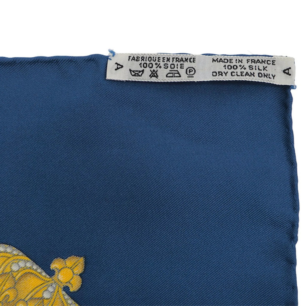 Carre TAMBOURS Taiko 90 Muffler Red Scarf Tambour LES HERMES Blue (Good) Pre-Owned Hermes x