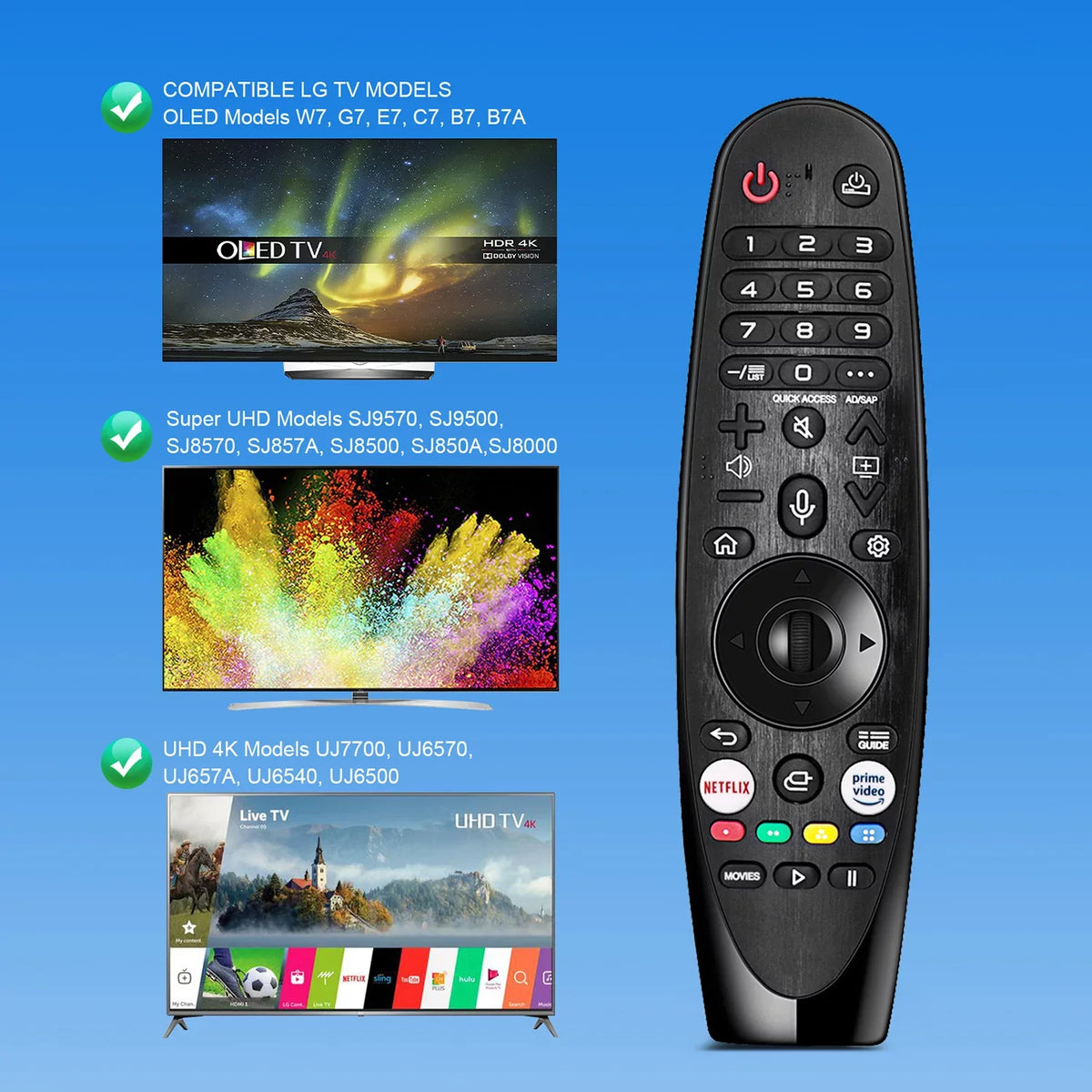 Voice Prime OLED Replacement Pointer Video Keys, QNED Netflix 8K Control Remote /Alexa, 4K Hot AN-MR20GA Function NanoCell and New with LG UHD for Models Magic