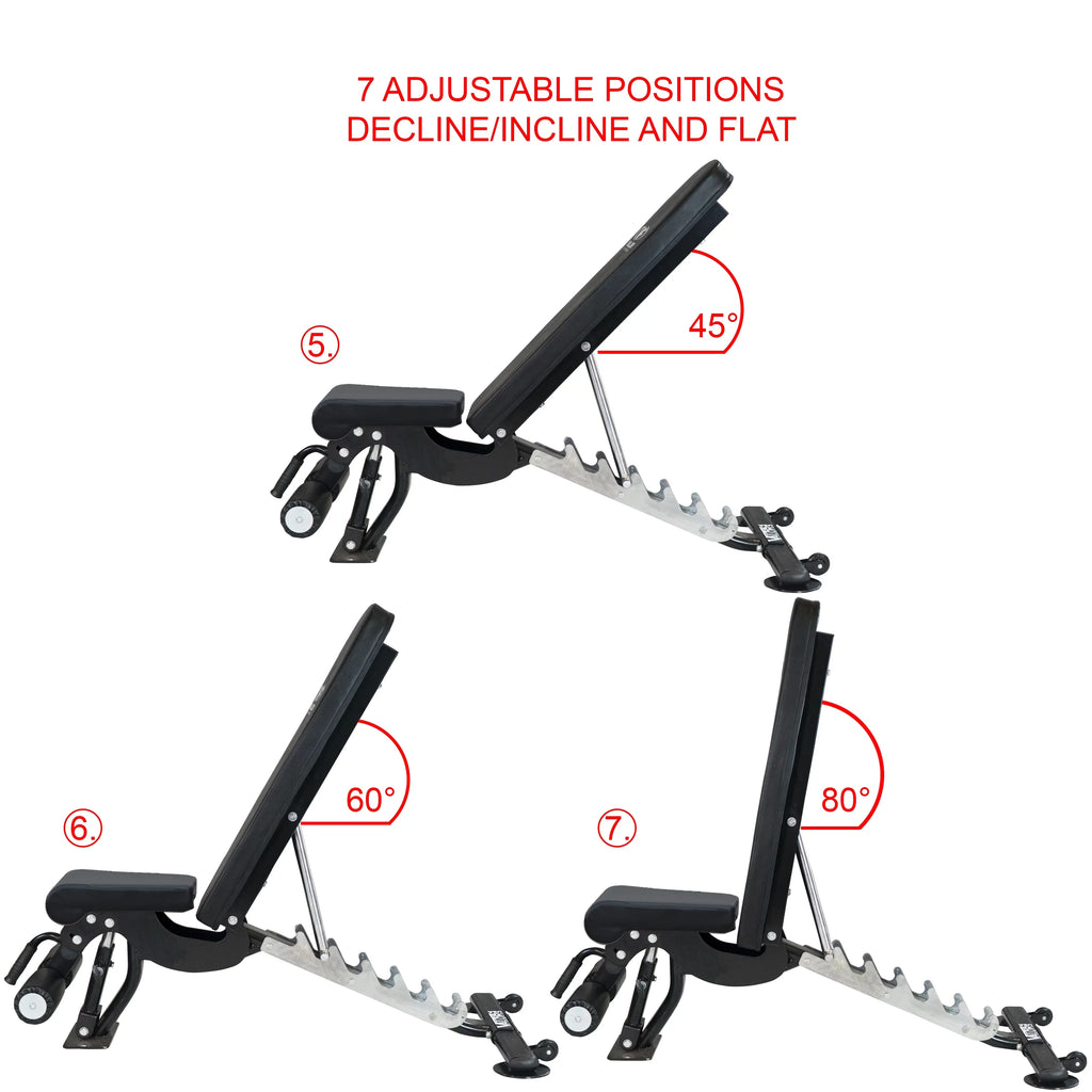 – Fitness Flat, Heavy 7 Nylon Decline Black Wheels Bench Duty Press, -DD-40 Including Incline, Bench Weight and Positions Adjustable with Valor