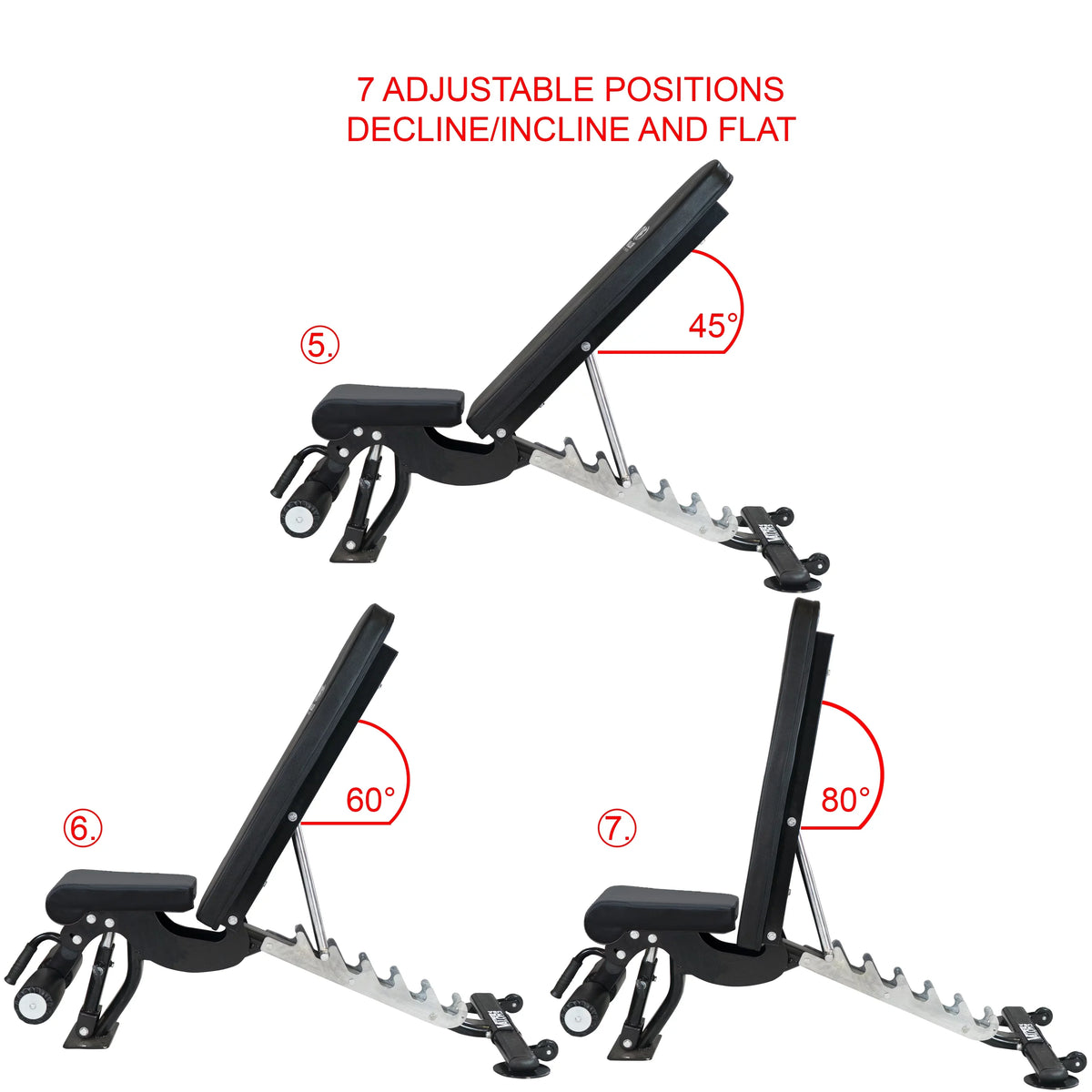 – Fitness Flat, Heavy 7 Nylon Decline Black Wheels Bench Duty Press, -DD-40 Including Incline, Bench Weight and Positions Adjustable with Valor