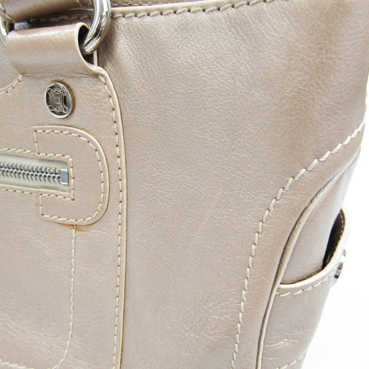 (Good) Pre-Owned Leather Beige,Champagne Celine Women's Handbag Boogie