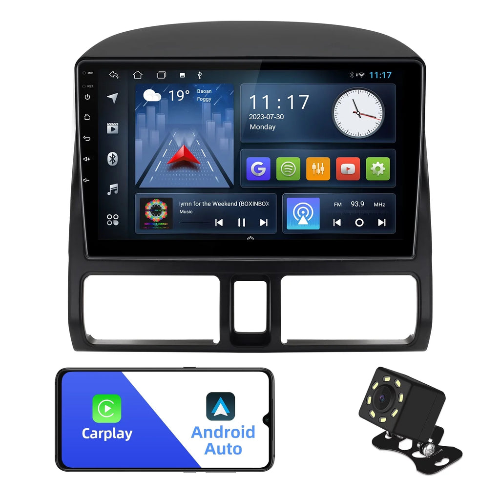 2002-2006 Auto/GPS/Bluetooth/FM/AUX-in/Steering Radio 10 Camera for with Android Built-in Wheel Inch Control Carplay/Android TouchScreen Honda Backup 9 CR-V Stereo Double Car Din Wireless