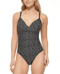 One dimension 4 Tummy Black Control Twist Front Swimsuit Calvin Women's Klein Piece