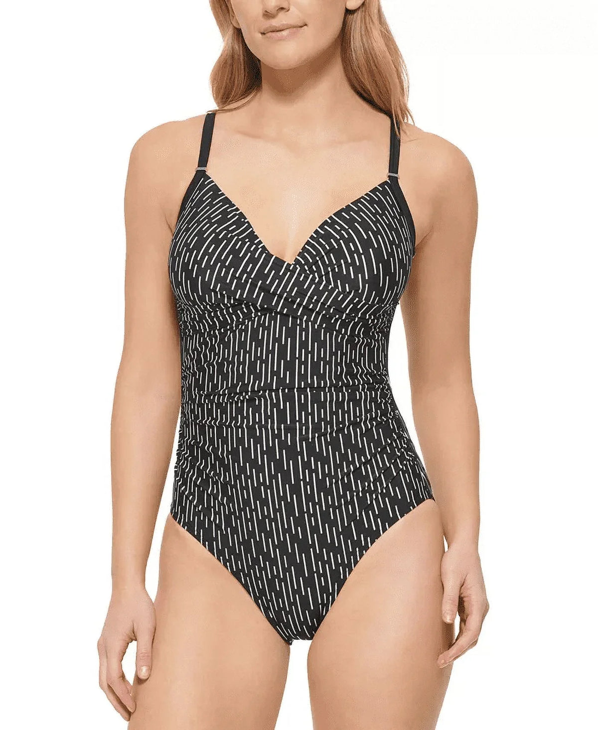 One dimension 4 Tummy Black Control Twist Front Swimsuit Calvin Women's Klein Piece