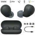 WF-C700N and Mic liquid Box IPX4 Earbud with Wireless Headphones Truly Bluetooth Resistance, in-Ear Noise Open Canceling Black