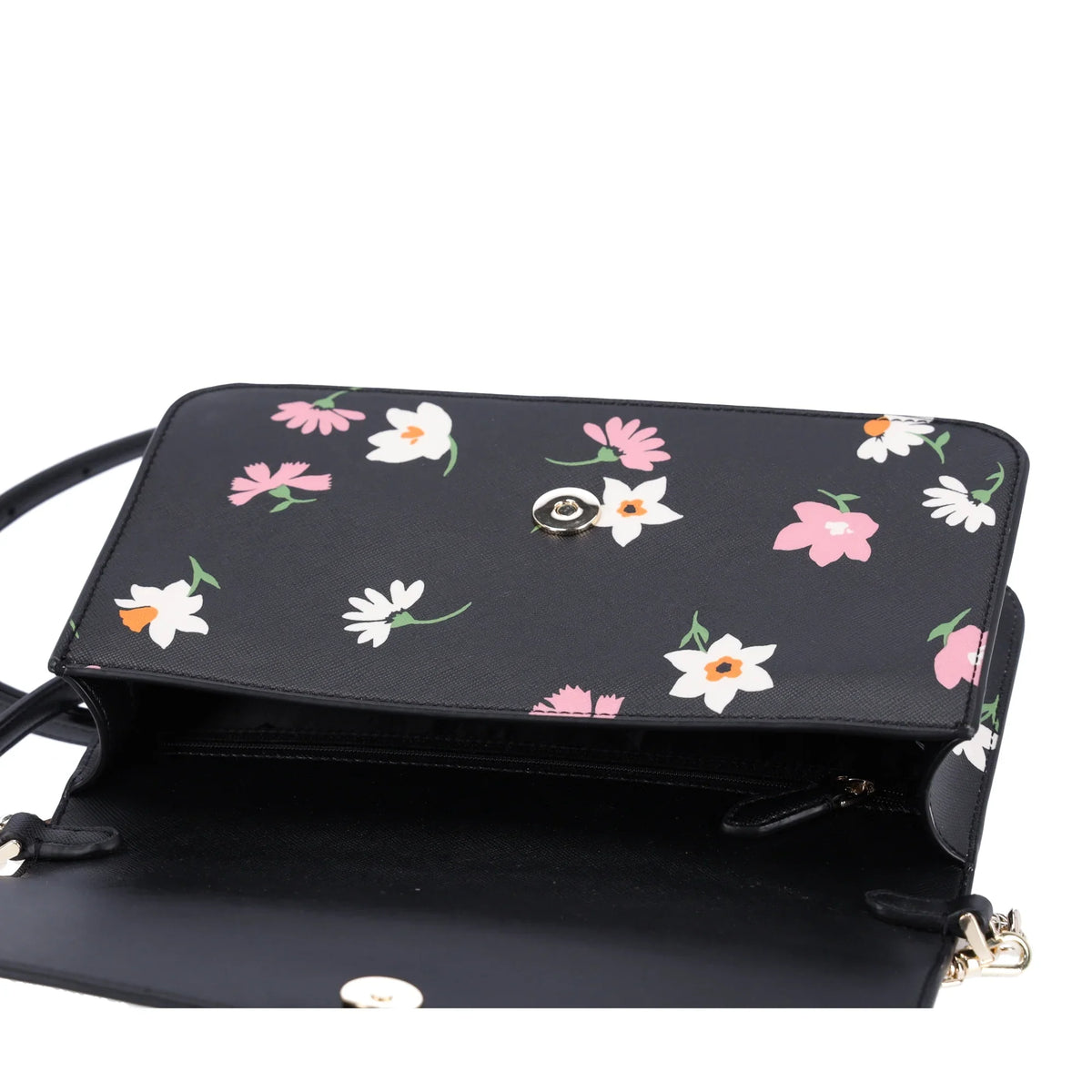 Black Spade Floral Convertible Flap KF441 Waltz Crossbody Kate Madison