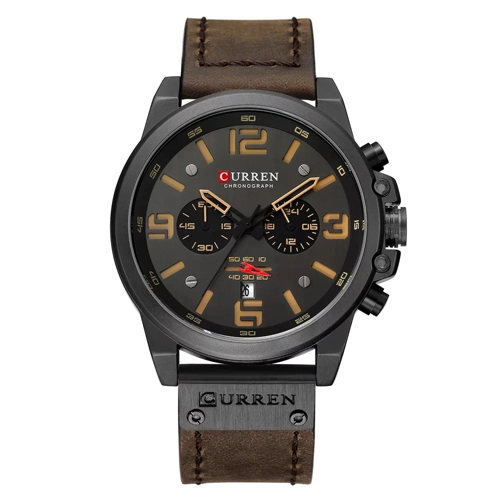 Calendar Hour Quartz Brand Men Watch CURREN Watch Minute Leather Display Wristwatch Time Watch 8314
