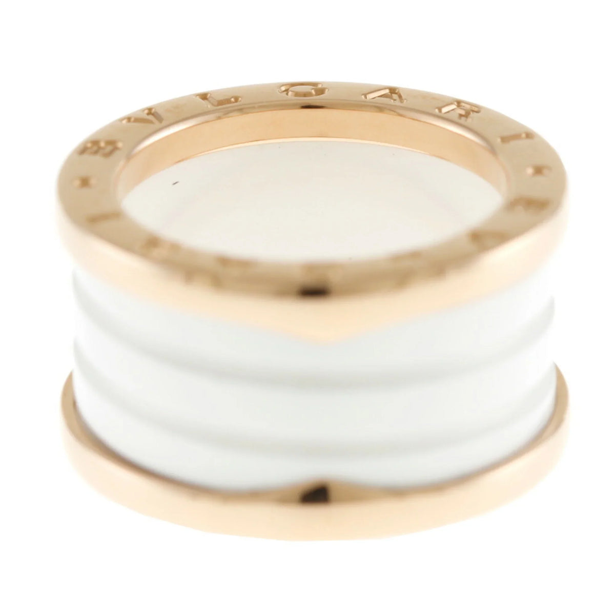 B B-zero.1 Ring BVLGARI 18K Zero 4 Pre-Owned White Ceramic Women's No. 10 Bvlgari Band (Good) One