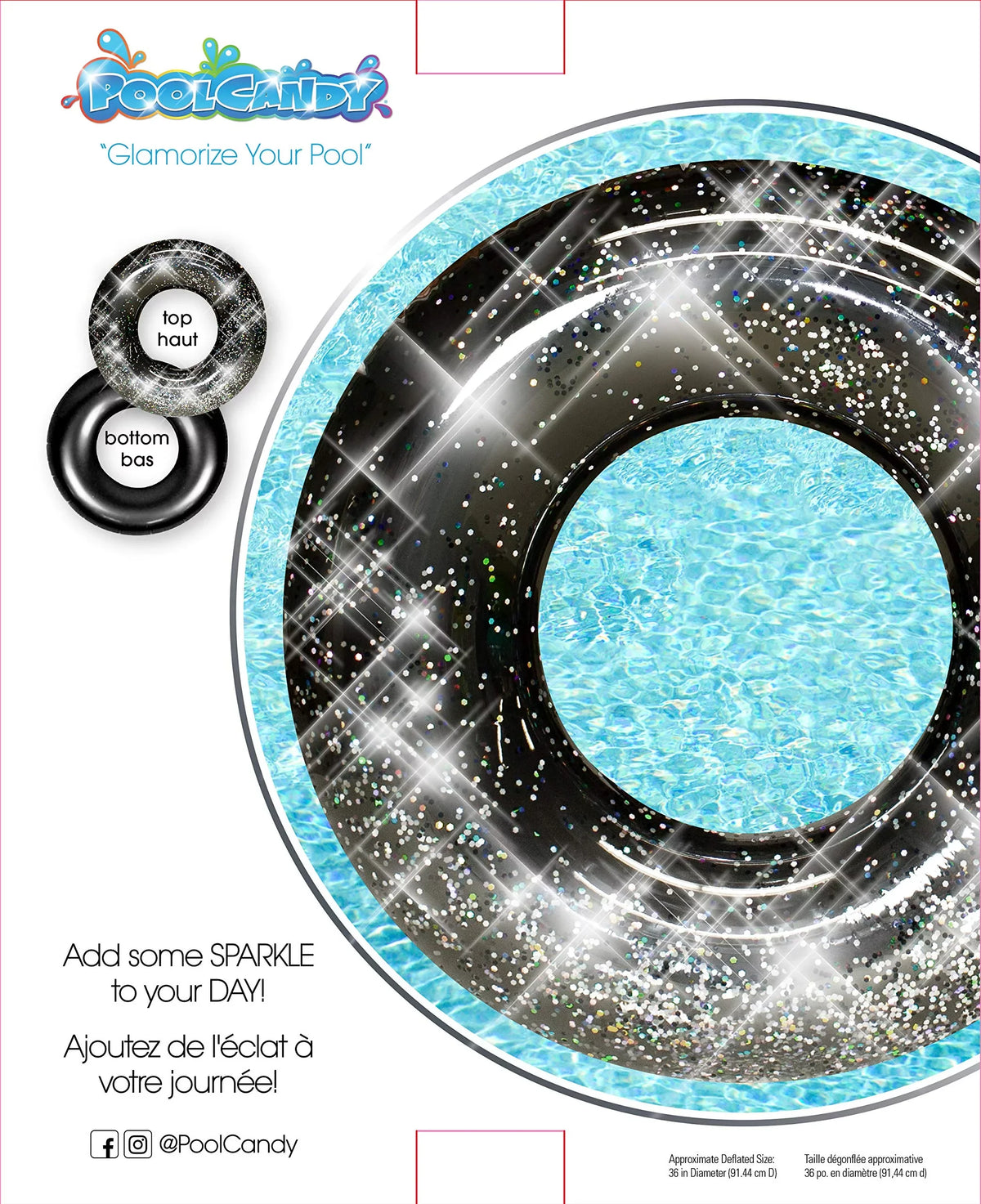 48"- Glitter Glitter Tube Black Pool