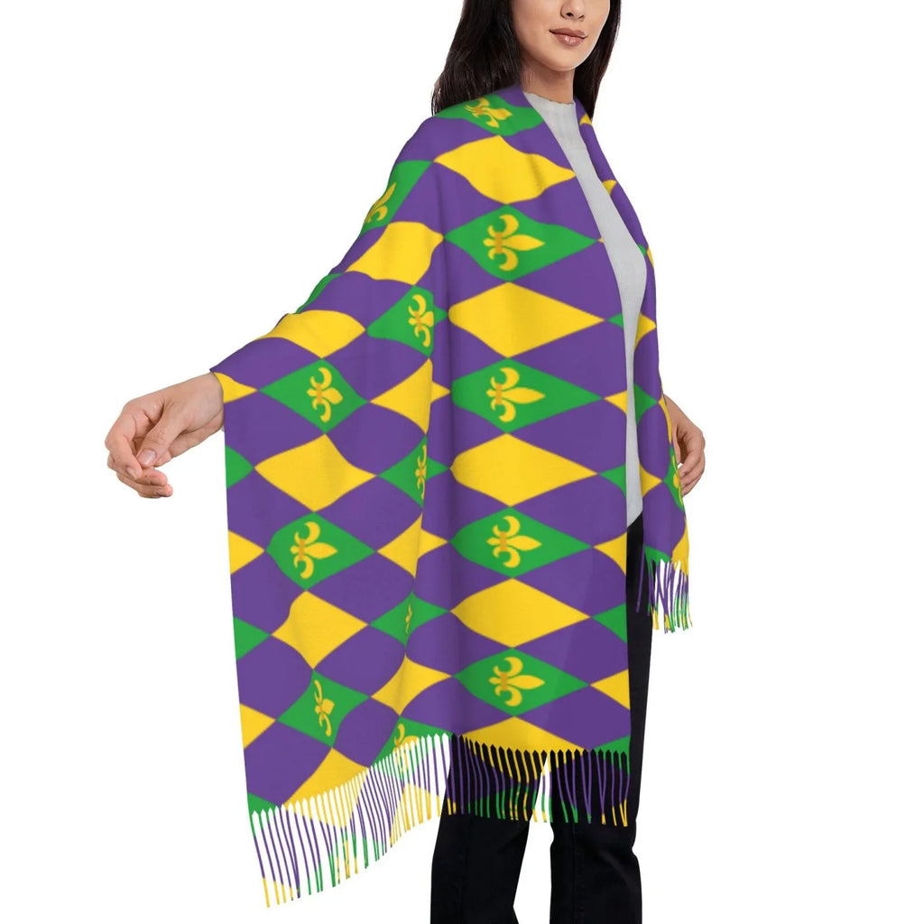 Soft Wrap Feel Cashmere Warm Scarves Women Large Mardi Scarf Gifts- Bingfone Shawl Print Gras Winter Art For Elegant