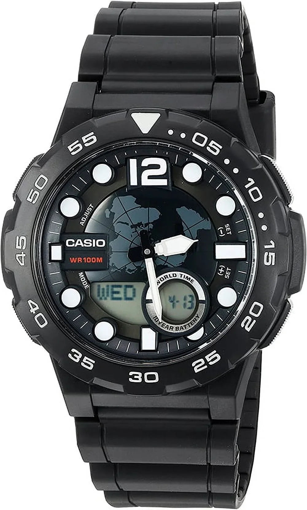 Watch, Men's Ana-Digi Black, Dive AEQ100W-1AVCF design