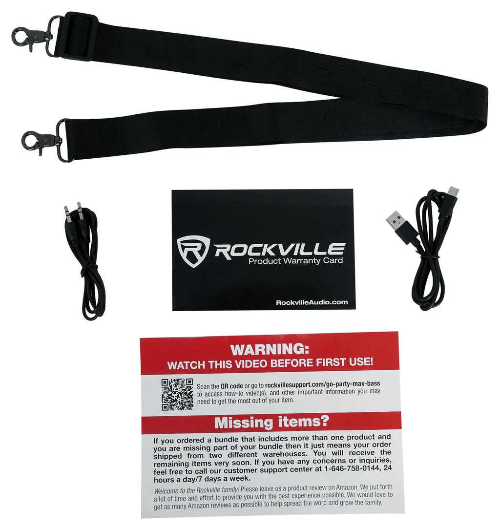 Portable MAX Bluetooth w/Wireless Speakers PARTY GO Rockville Link LED (2) BASS