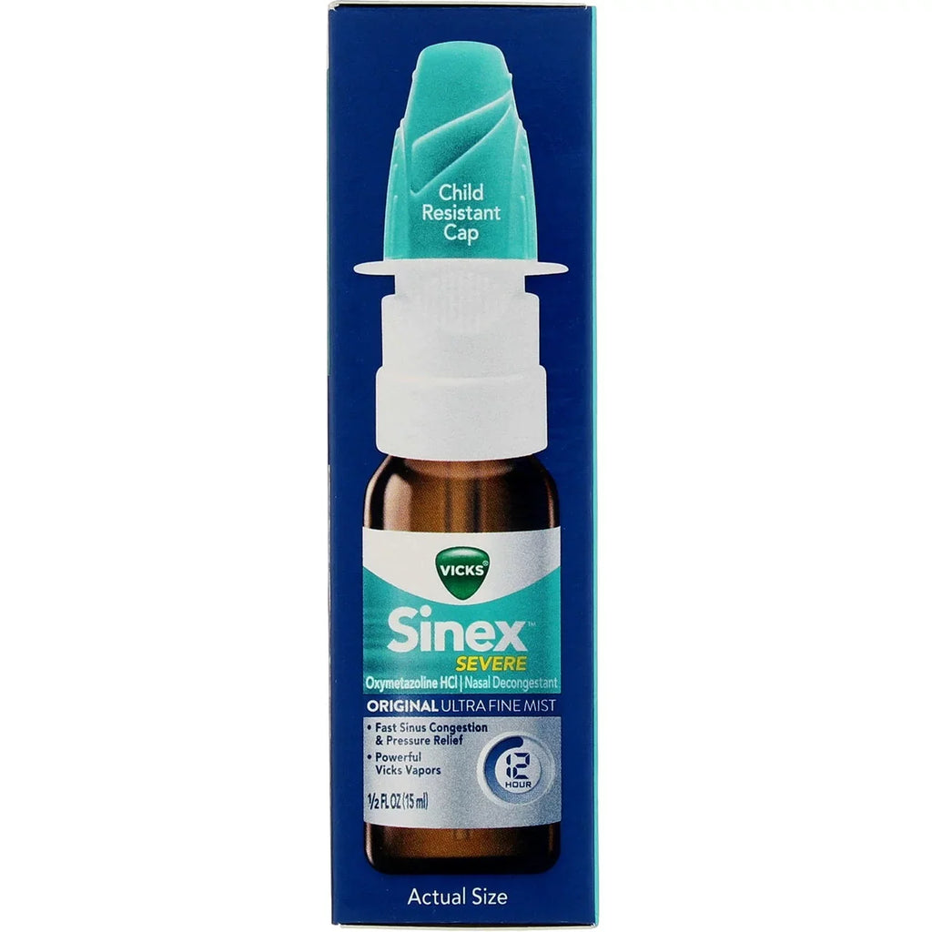Nasal (Pack 0.50 Decongestant, Sinex Severe Vicks 4) with Ultra of Fine Mist oz Menthol